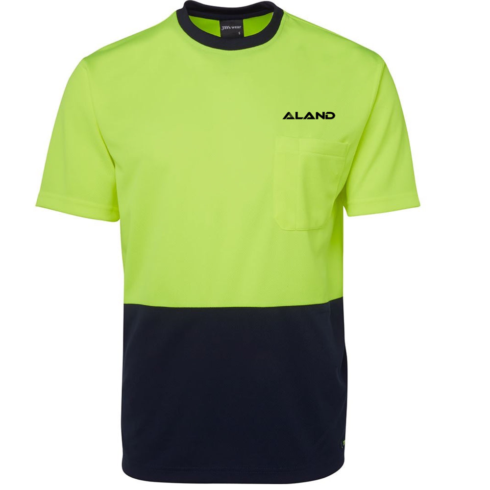 ALAND JB's HI VIS CREW NECK COTTON T-SHIRT LIME (YELLOW/NAVY