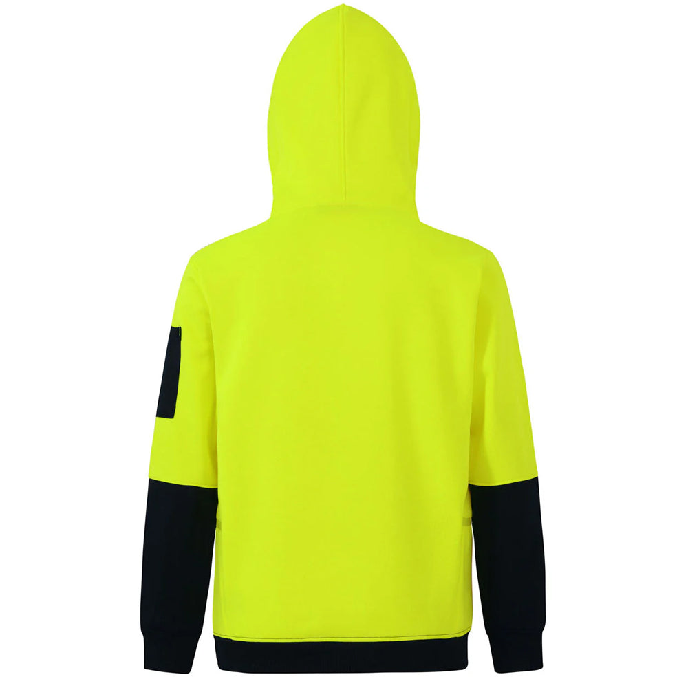 ALAND AIW HI-VIS TWO TONE WATER RESISTANT FLEECE HOODIE YELLOW/NAVY