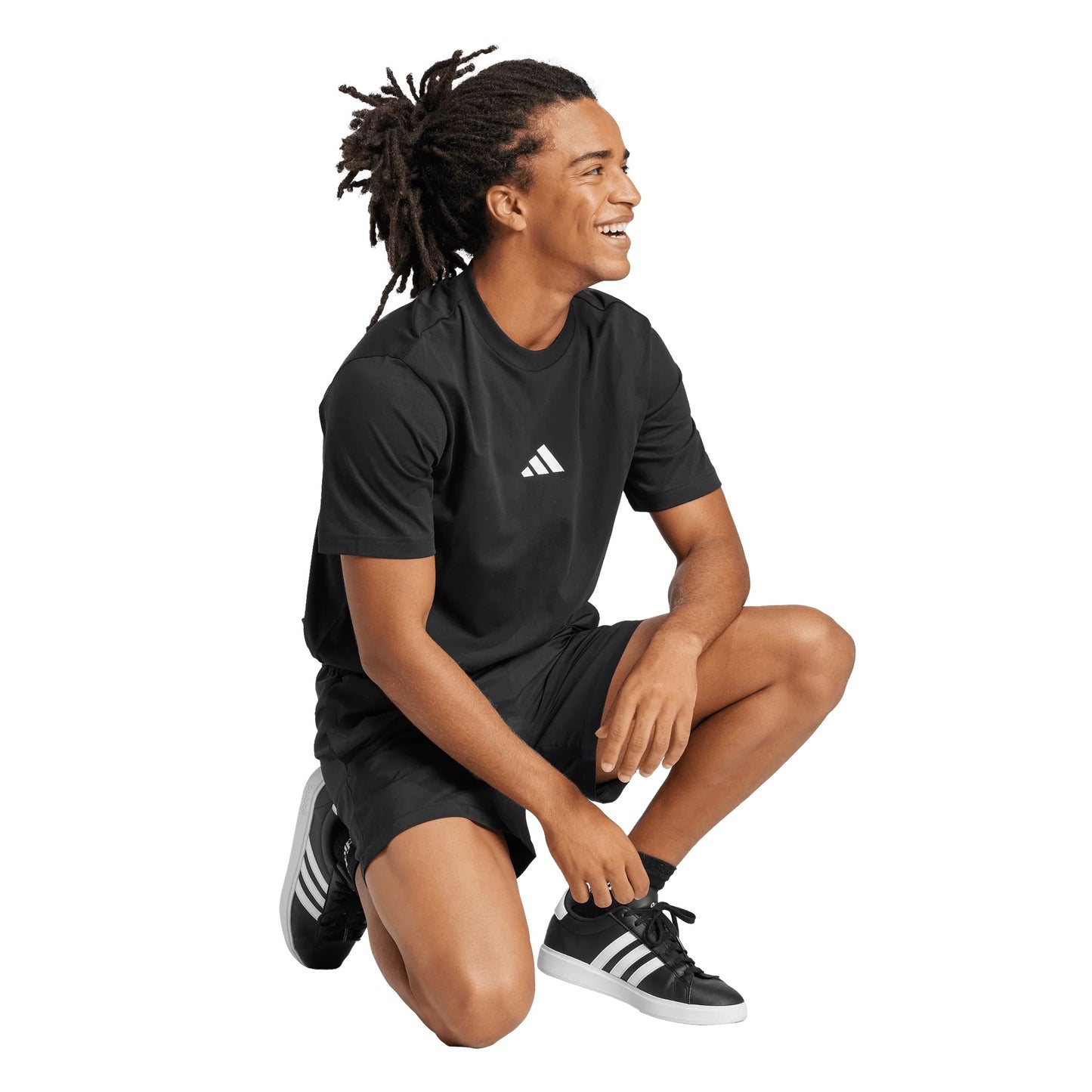 ADIDAS ESSENTIALS SMALL LOGO SINGLE JERSEY TEE BLACK MEN'S