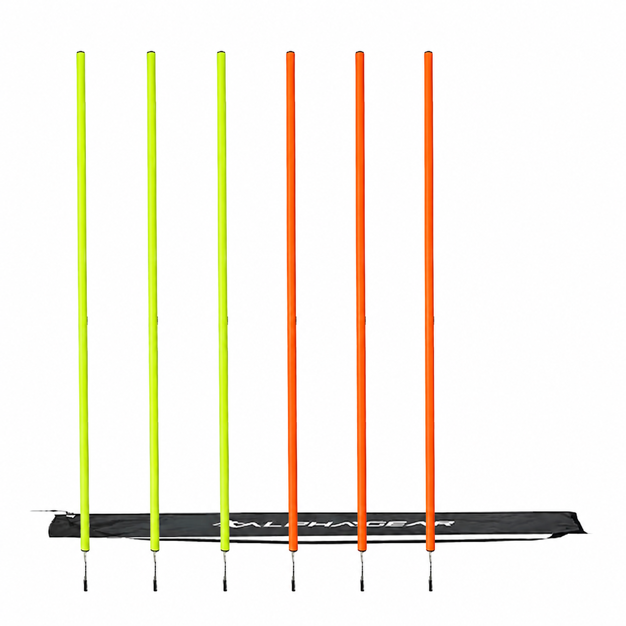 ALPHA GEAR 6 PACK 1 PIECE AGILITY POLE WITH BAG MIXED COLOURS