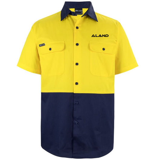 ALAND JB'S HI VIS S/S 150G SHIRT YELLOW/NAVY
