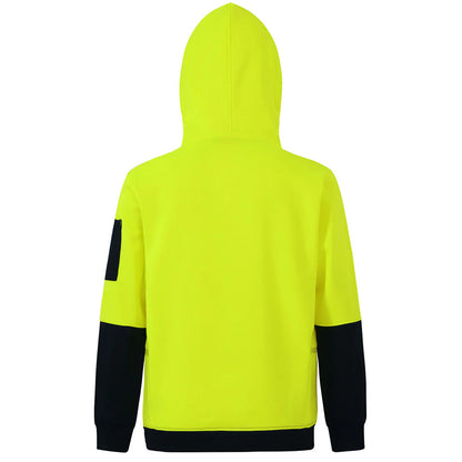 ALAND AIW HI-VIS TWO TONE WATER RESISTANT FLEECE HOODIE YELLOW/NAVY