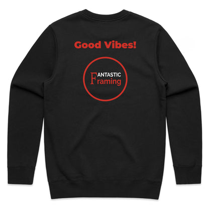 FANTASTIC FRAMING AS COLOUR STENCIL CREW GOOD VIBES BLACK