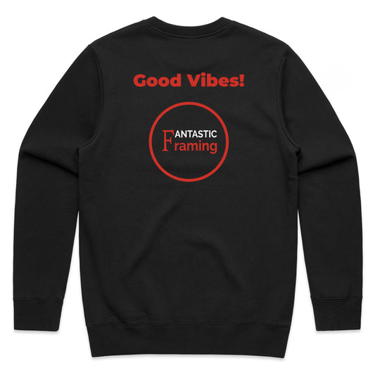 FANTASTIC FRAMING AS COLOUR STENCIL CREW GOOD VIBES BLACK