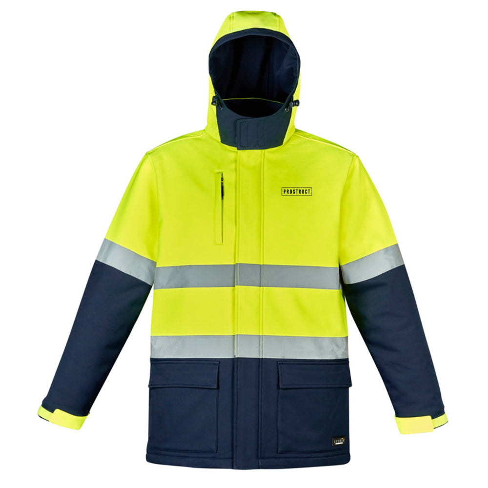 PROSTRUCT SYZMIK UNISEX HI VIS ANTARCTIC SOFTSHELL JACKET YELLOW/NAVY