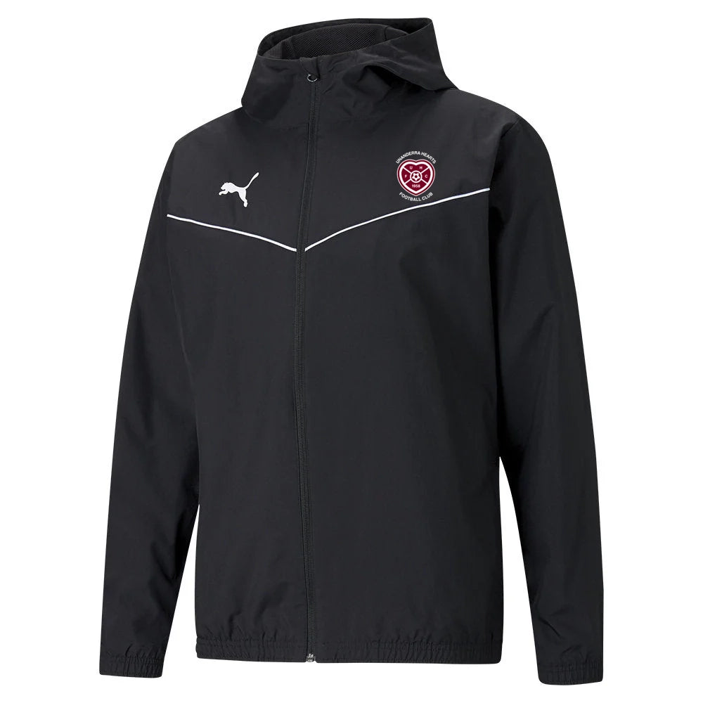 PUMA UNANDERRA HEARTS FC TEAM RISE ALL WEATHER JACKET BLACK-WHITE ADULTS