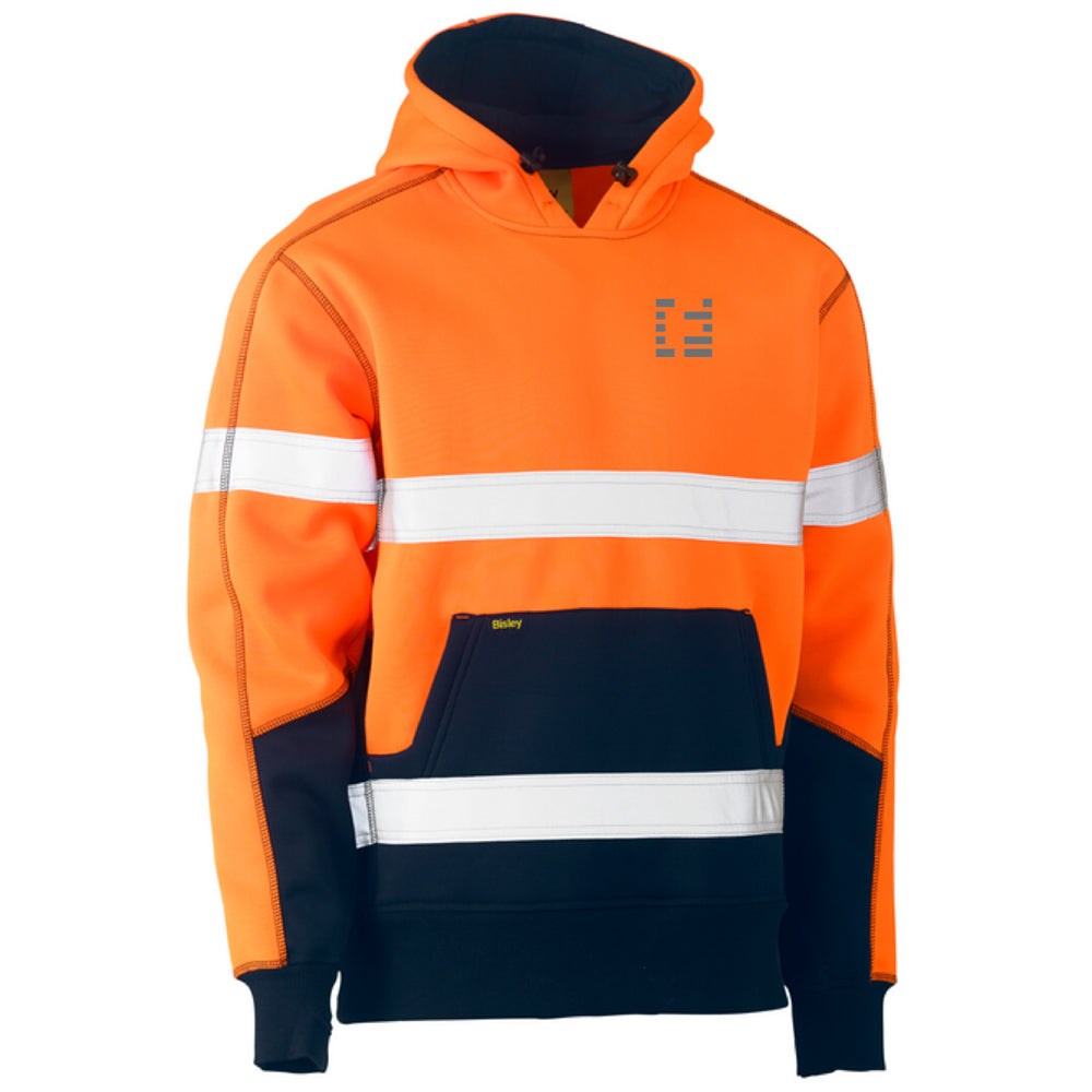 FIRMUS BISLEY TAPED TWO TONE FLEECE HOODIE PULLOVER ORANGE/NAVY