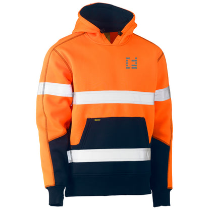 FIRMUS BISLEY TAPED TWO TONE FLEECE HOODIE PULLOVER ORANGE/NAVY